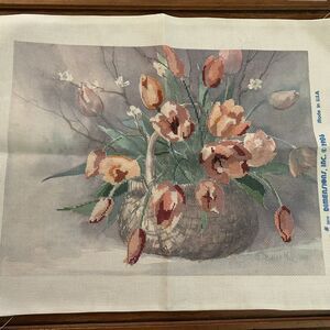 Vintage 80s Dimension Cross Stitch Tulips Pink